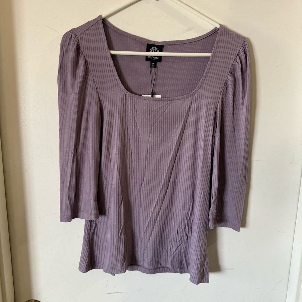 Purple Longsleeve Top Medium Petite Lavender NWT Ribbed